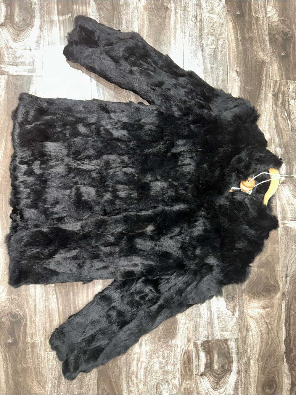 Vintage Somerset Furs 100% Genuine Rabbit Fur Black Coat - Made In Hong Kong